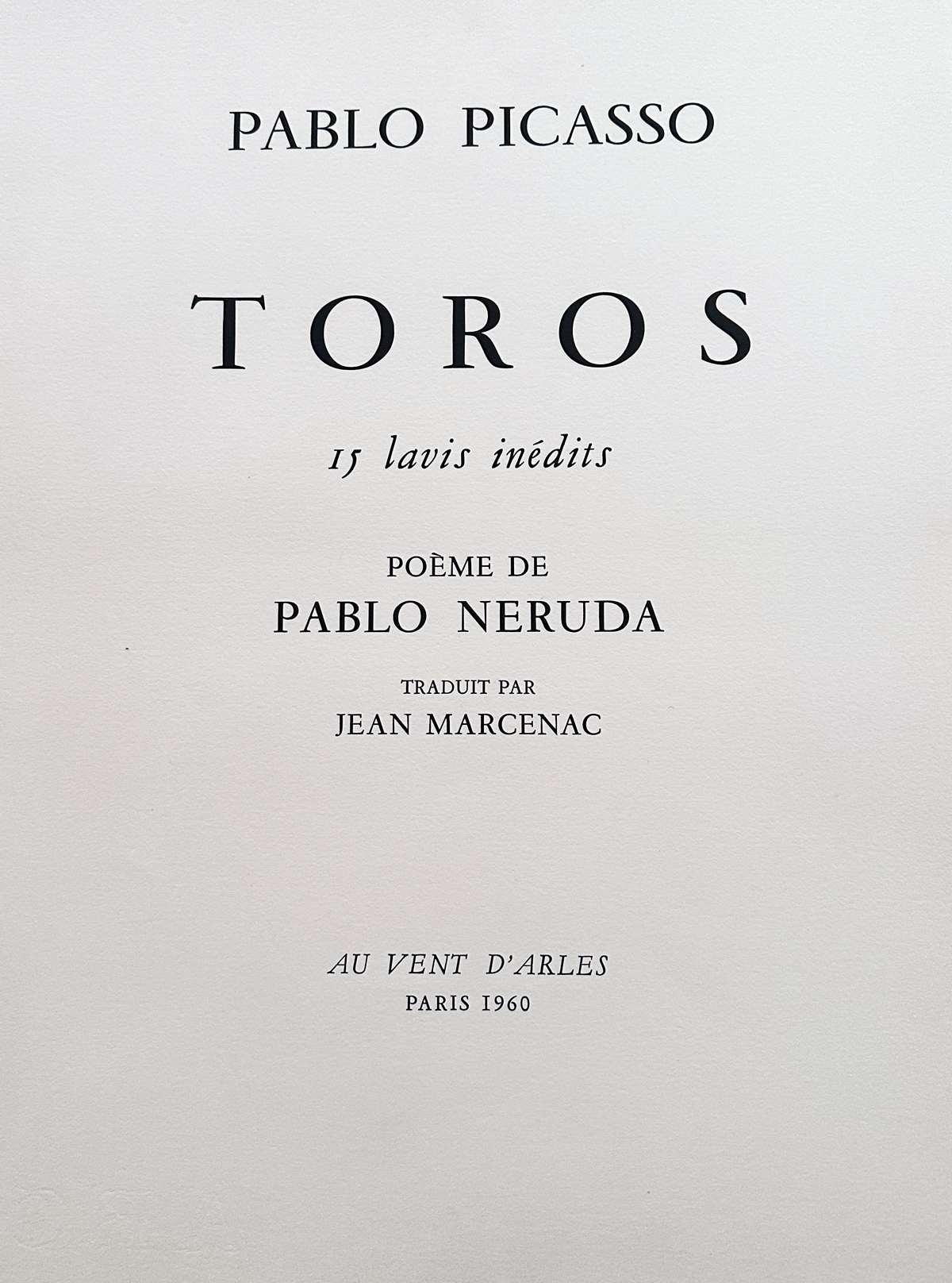 Picasso, Pablo. Toros. With 15 pochoirs. 1960.